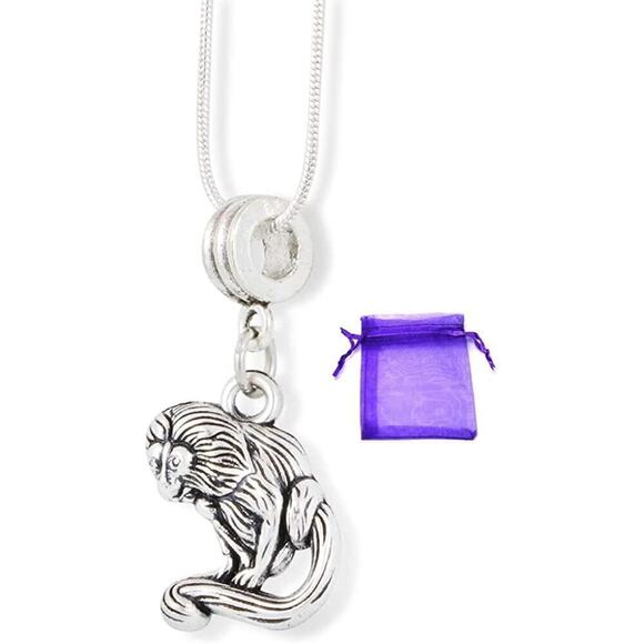 Dave The Bunny Jewelry - Macaque Long Tailed Monkey Necklace Pendant Jewelry